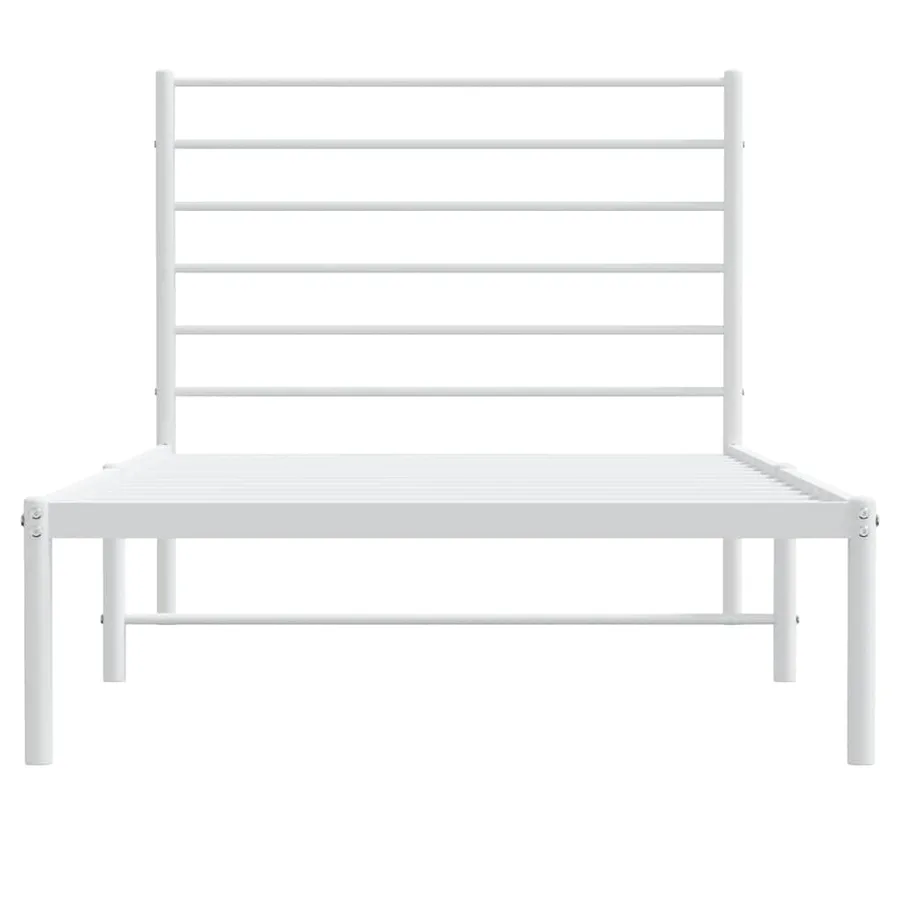 Cadre de lit métal sans matelas avec tête de lit blanc 90x190cm - 6