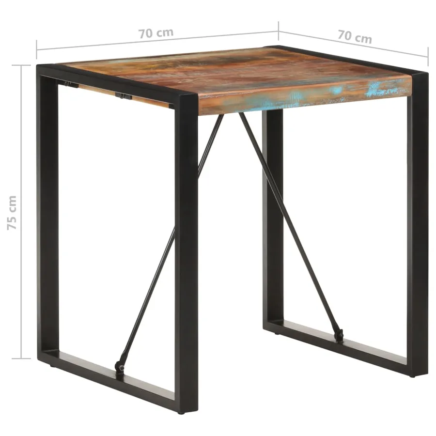 Table à manger 70x70x75 cm Bois de récupération massif - 5