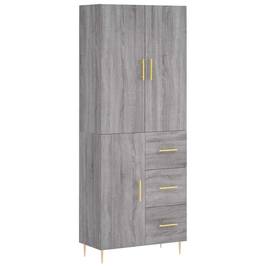 Buffet haut Sonoma gris 69,5x34x180 cm Bois d'ingénierie - 2