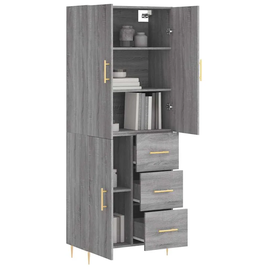 Buffet haut Sonoma gris 69,5x34x180 cm Bois d'ingénierie - 3
