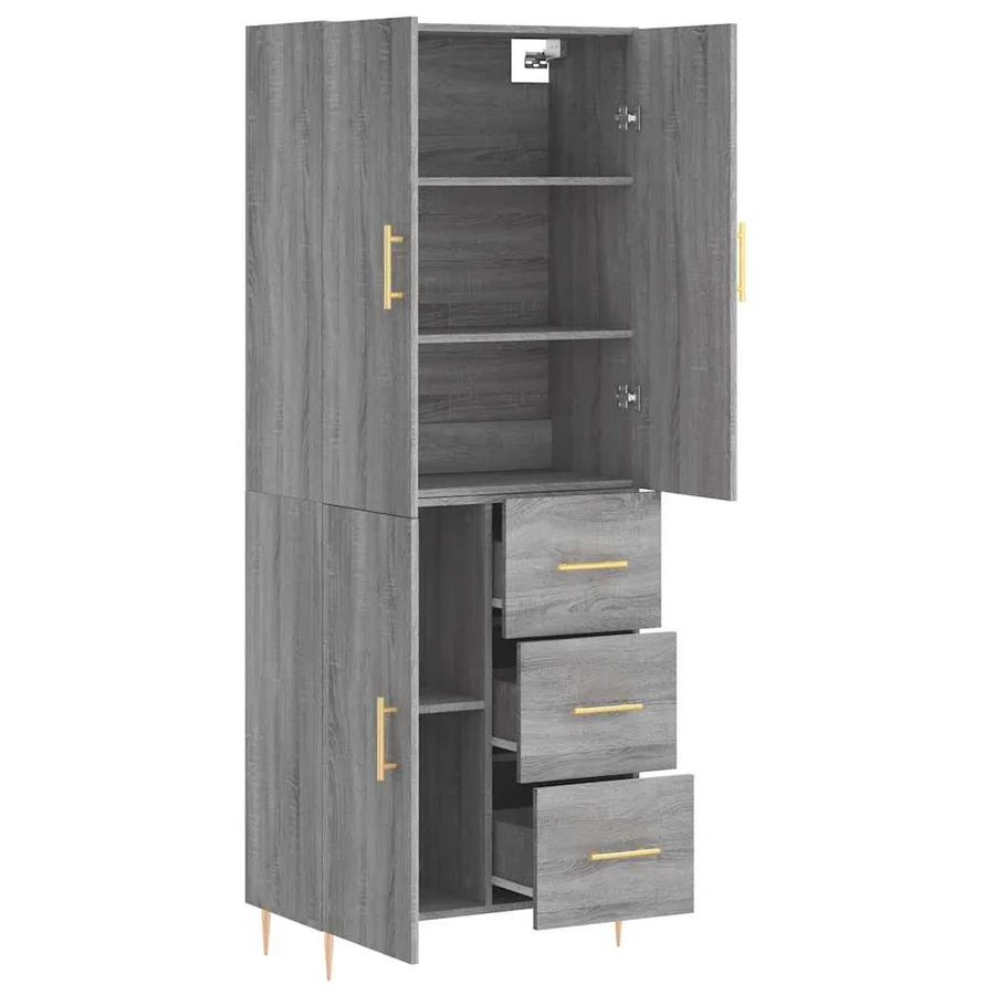 Buffet haut Sonoma gris 69,5x34x180 cm Bois d'ingénierie - 4