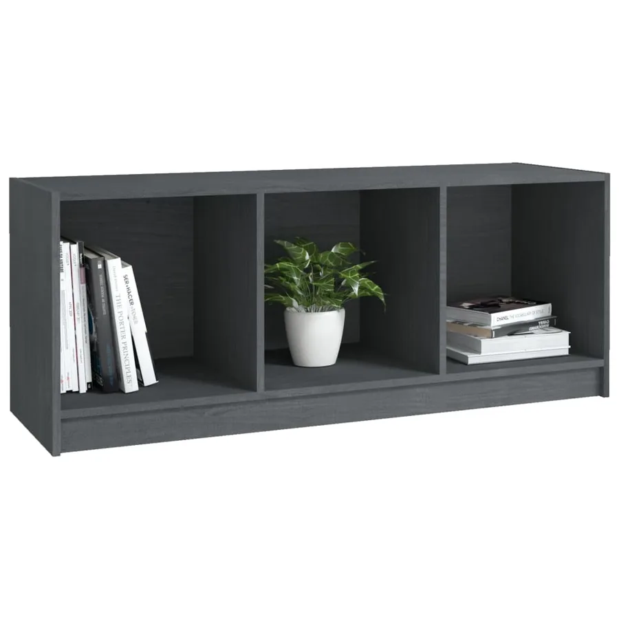 Meuble TV Gris 104x33x41 cm Bois de pin massif - 4