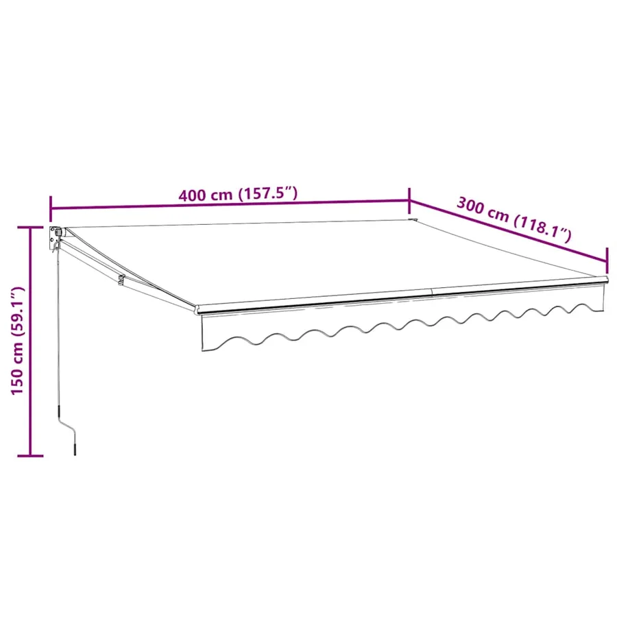 Auvent rétractable automatique anthracite 4x3 m - 10