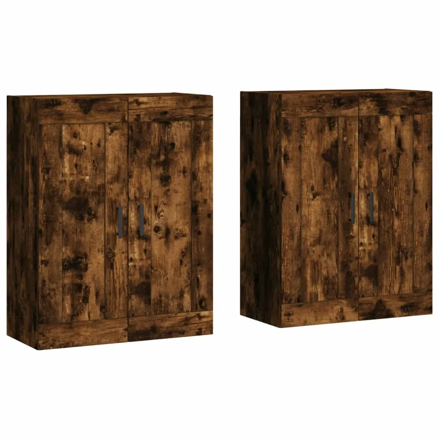 Armoires murales 2 pcs chêne fumé bois d'ingénierie - 2