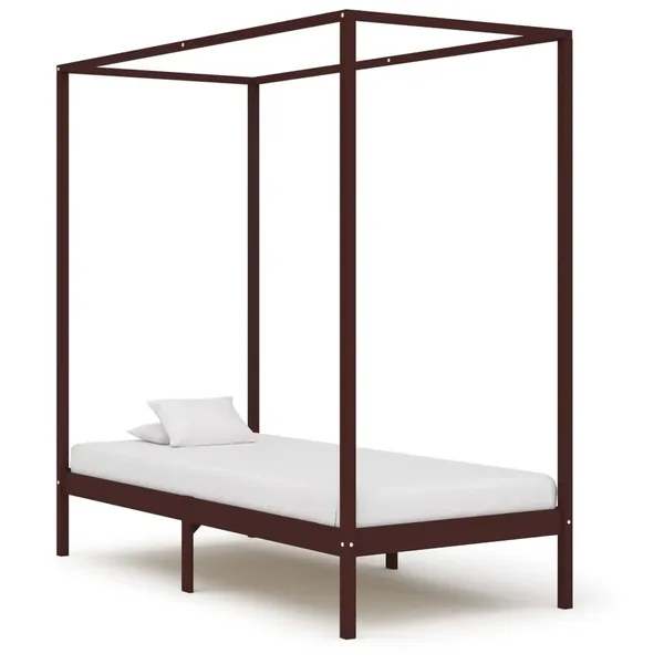 Cadre de lit à baldaquin sans matelas bois massif 90x200 cm