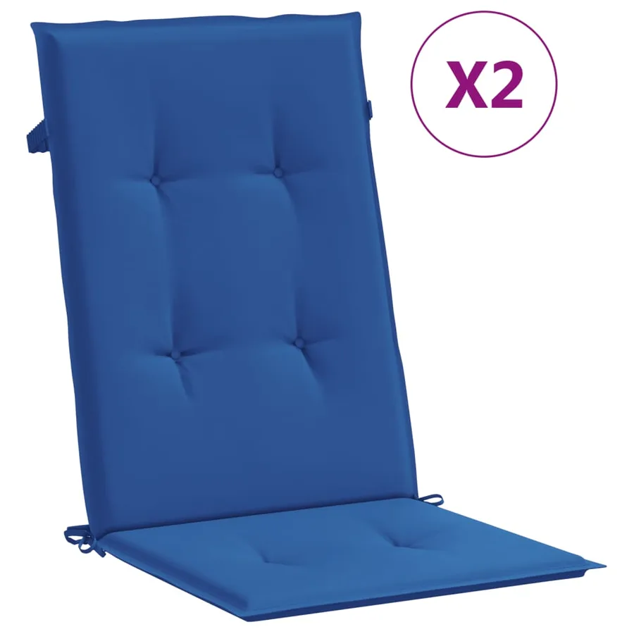 Coussins de chaise de jardin à dossier haut lot de 2 bleu royal - 2