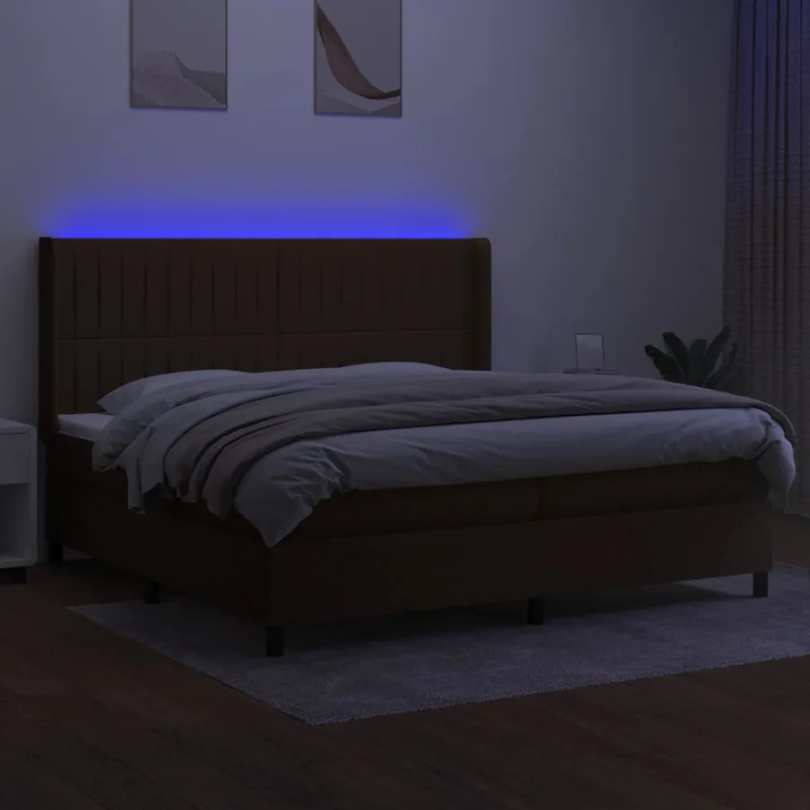 Sommier à lattes de lit matelas et LED Marron foncé 200x200 cm - 3