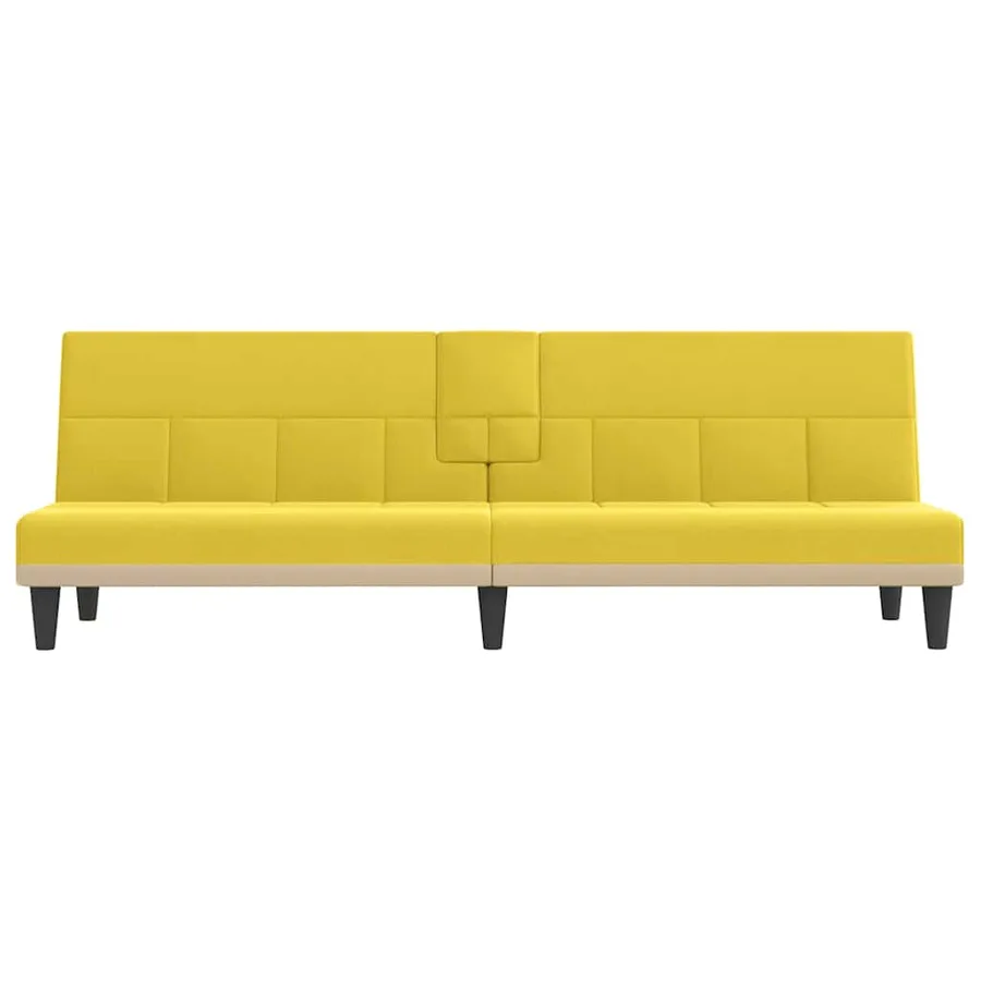 Canapé-lit avec porte-gobelets jaune clair tissu - 4