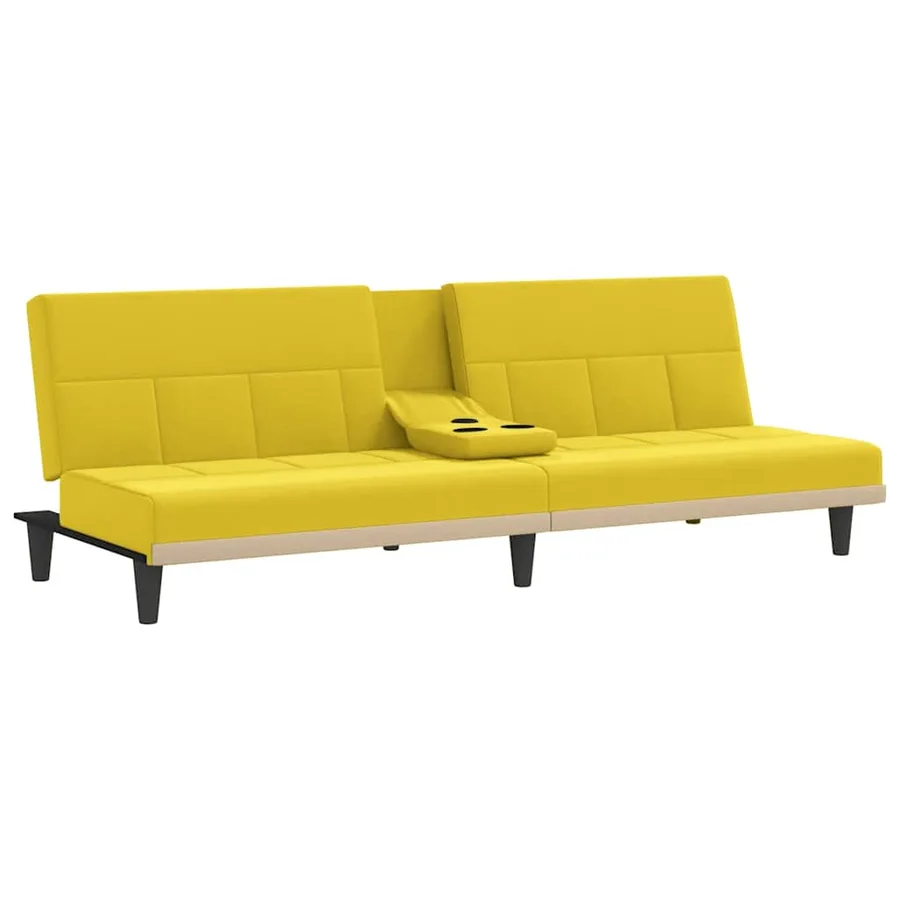 Canapé-lit avec porte-gobelets jaune clair tissu - 5