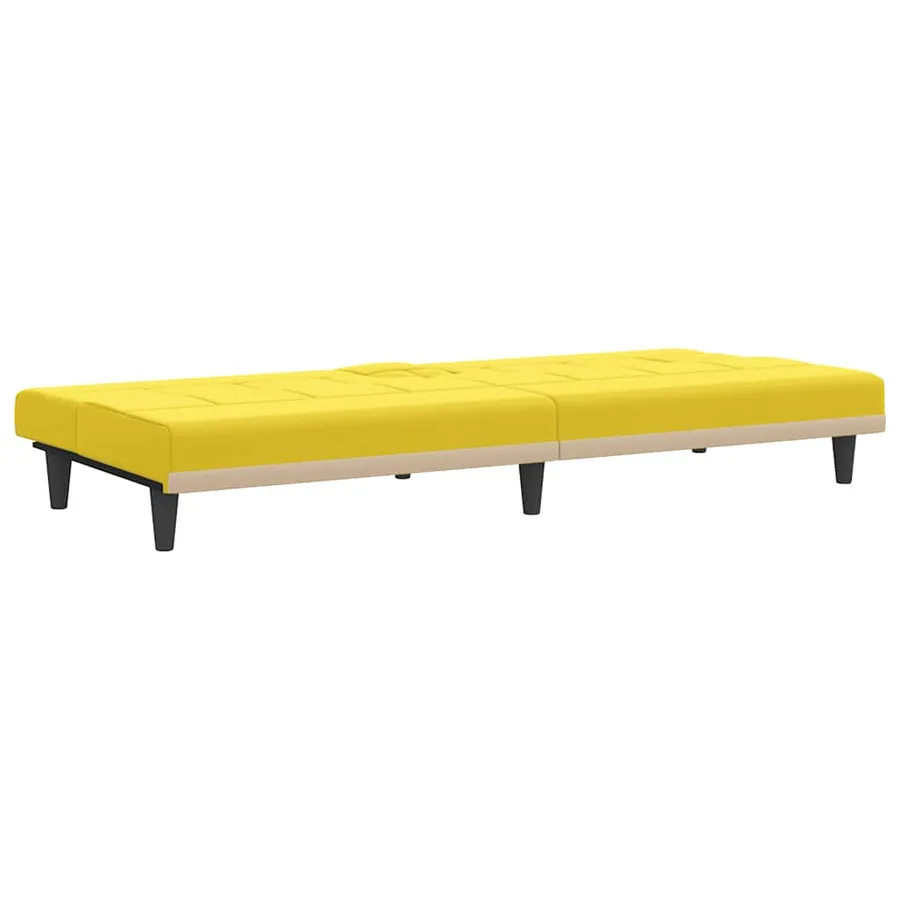 Canapé-lit avec porte-gobelets jaune clair tissu - 6