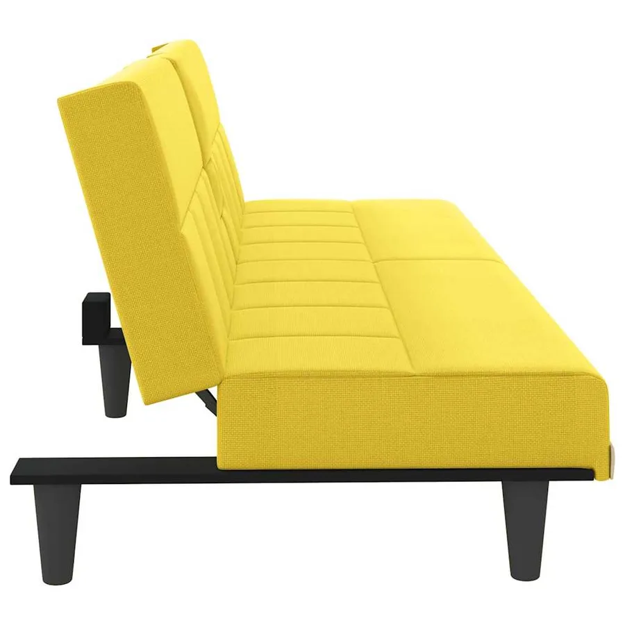 Canapé-lit avec porte-gobelets jaune clair tissu - 7