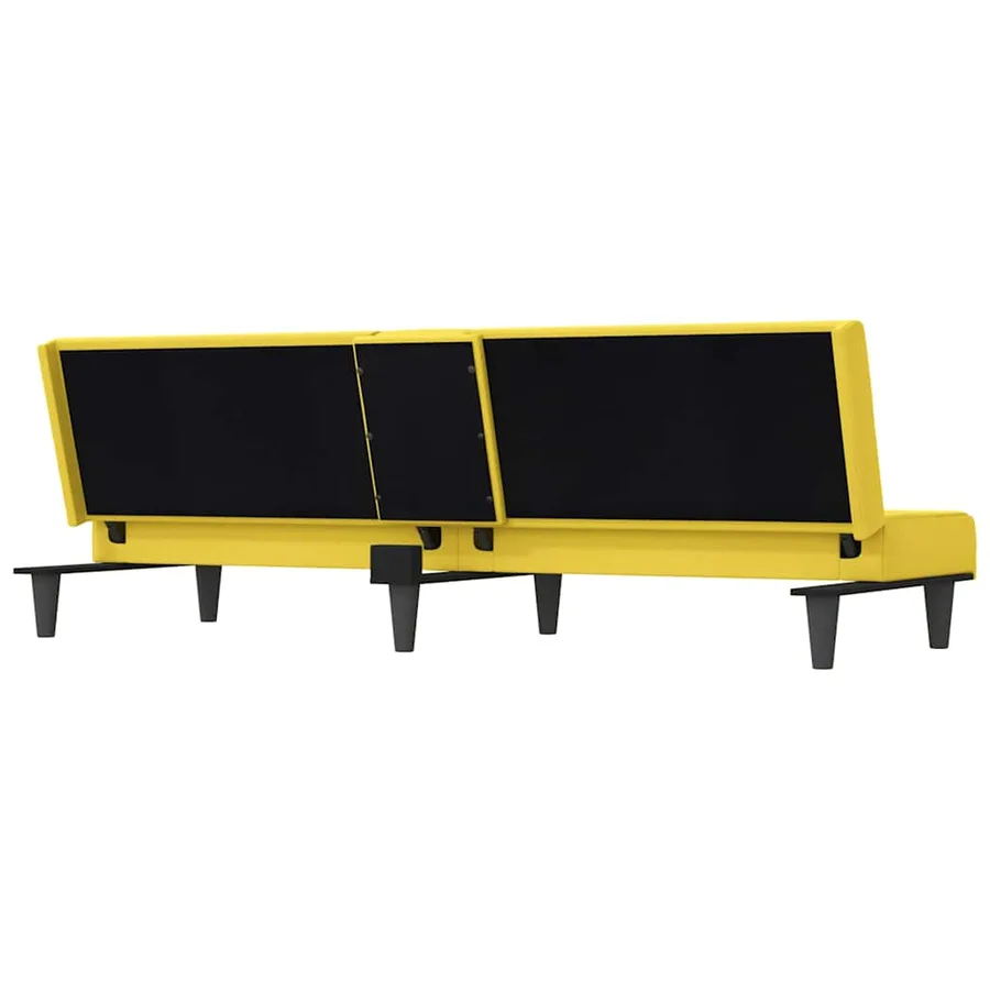Canapé-lit avec porte-gobelets jaune clair tissu - 8