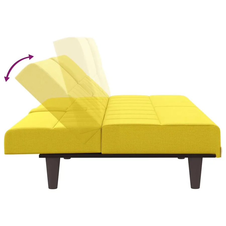 Canapé-lit avec porte-gobelets jaune clair tissu - 9