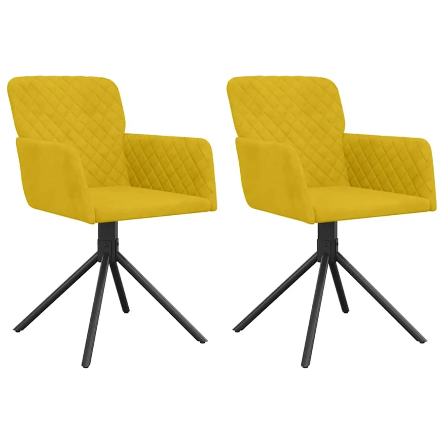 Chaises pivotantes à manger lot de 2 Jaune Velours - 2