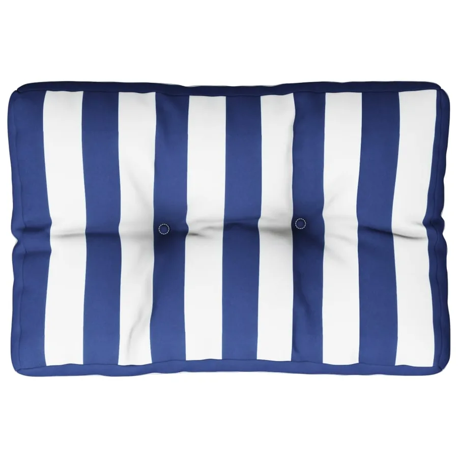 Coussin de palette rayures bleues et blanches 60x40x12 cm tissu - 2