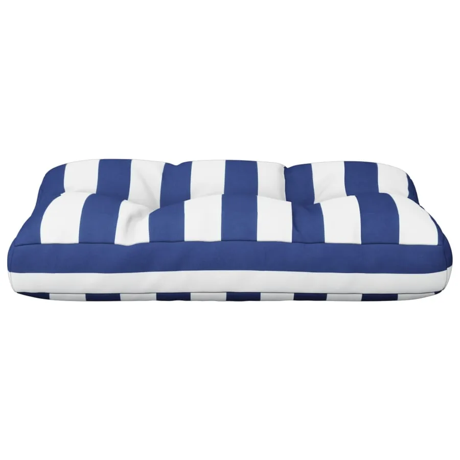 Coussin de palette rayures bleues et blanches 60x40x12 cm tissu - 5