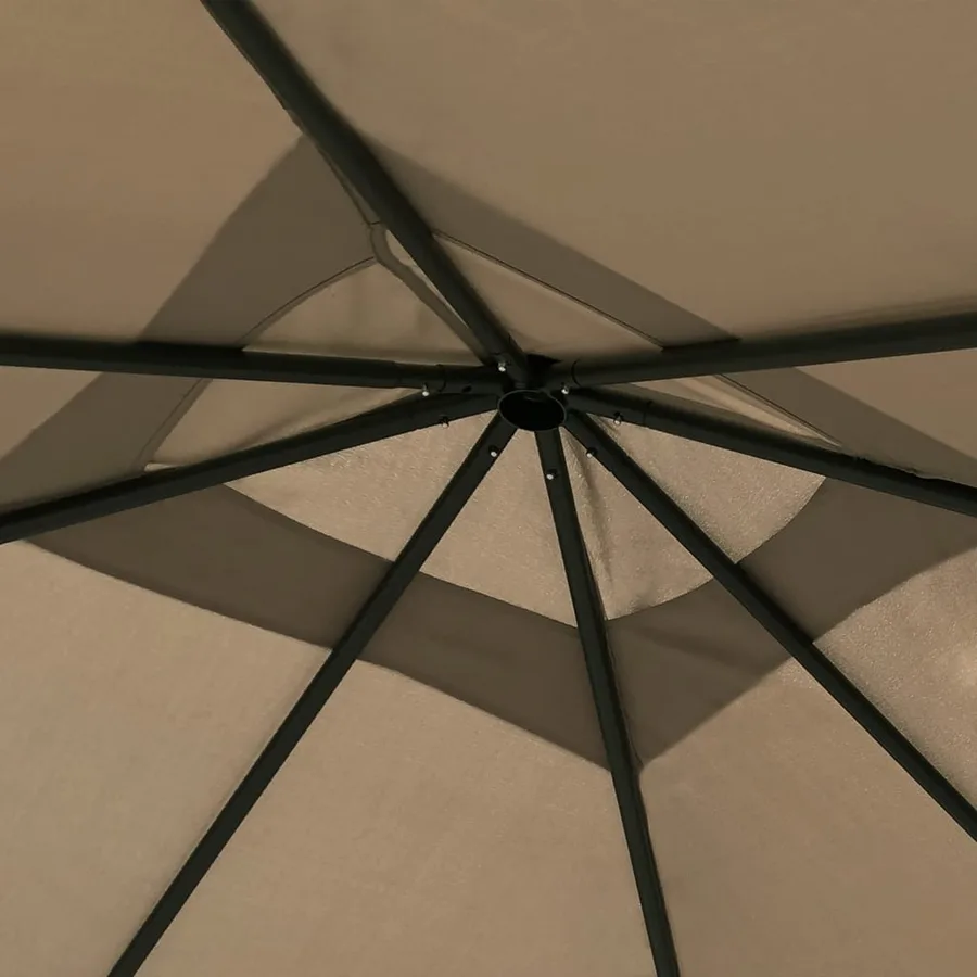 Belvédère avec revêtement de poteaux 3x3x2,6 m Taupe 160 g/m² - 3