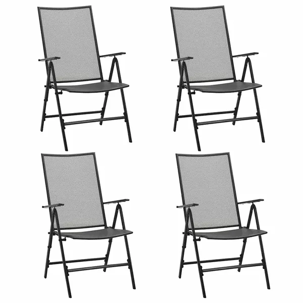 Chaises pliables en maille lot de 4 Acier Anthracite