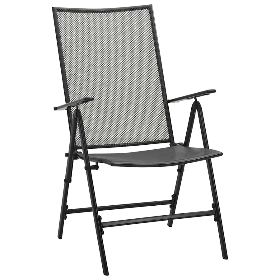 Chaises pliables en maille lot de 4 Acier Anthracite - 2