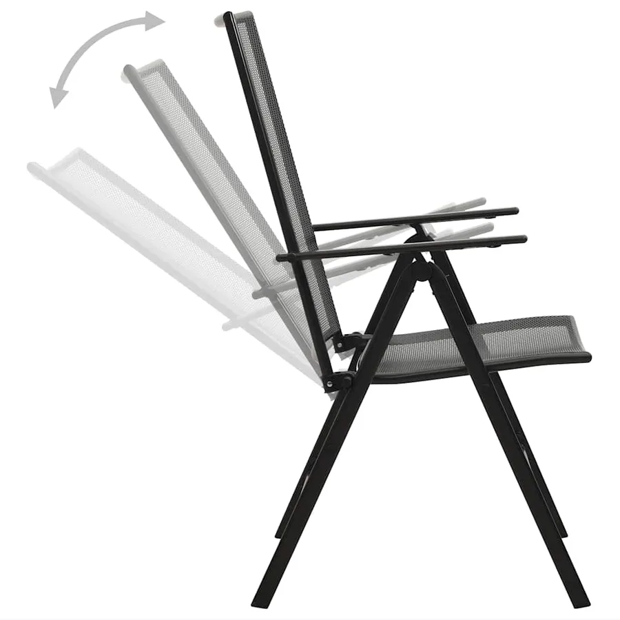Chaises pliables en maille lot de 4 Acier Anthracite - 4