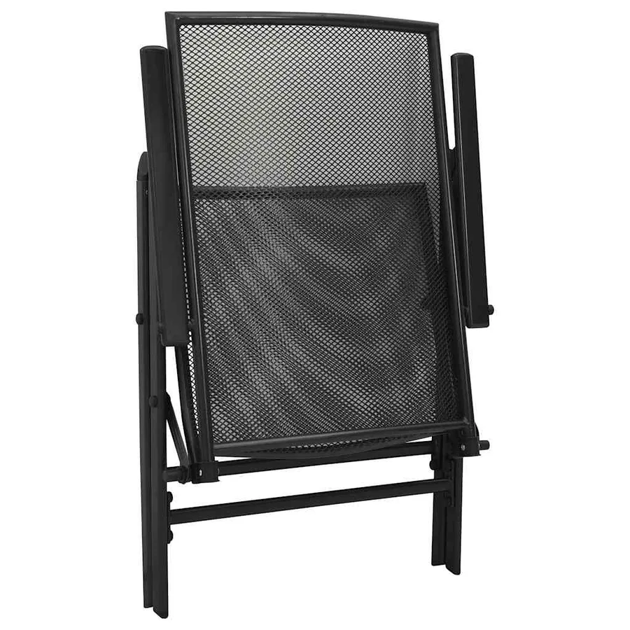 Chaises pliables en maille lot de 4 Acier Anthracite - 6