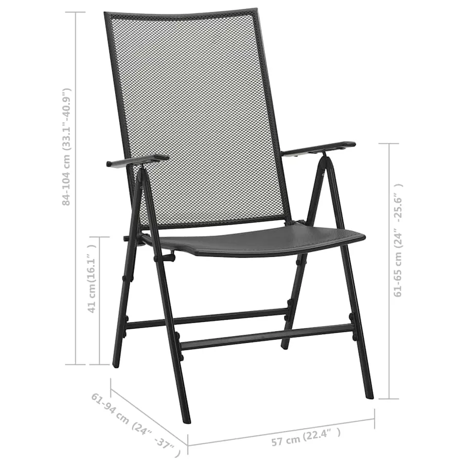 Chaises pliables en maille lot de 4 Acier Anthracite - 9