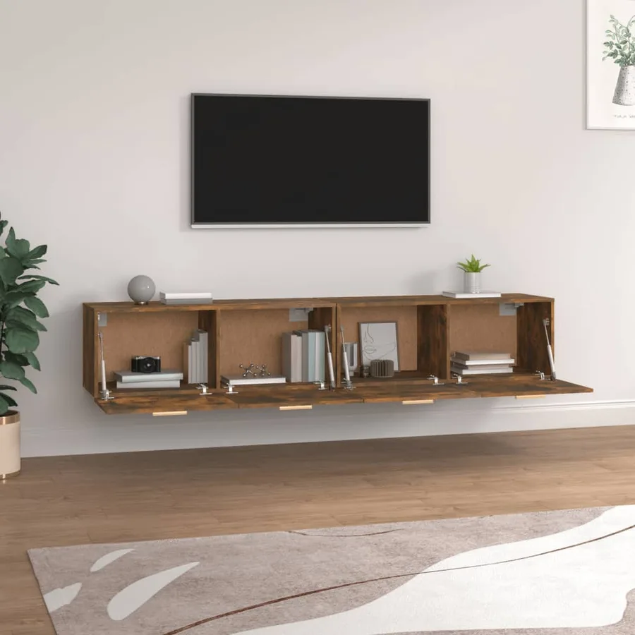 Armoires murales 2 pcs Chêne fumé 100x36,5x35 cm - 3
