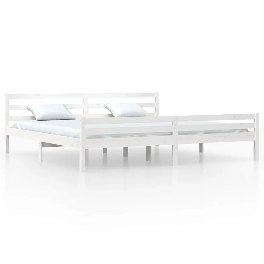 Cadre de lit sans matelas blanc bois massif 200x200 cm - 2
