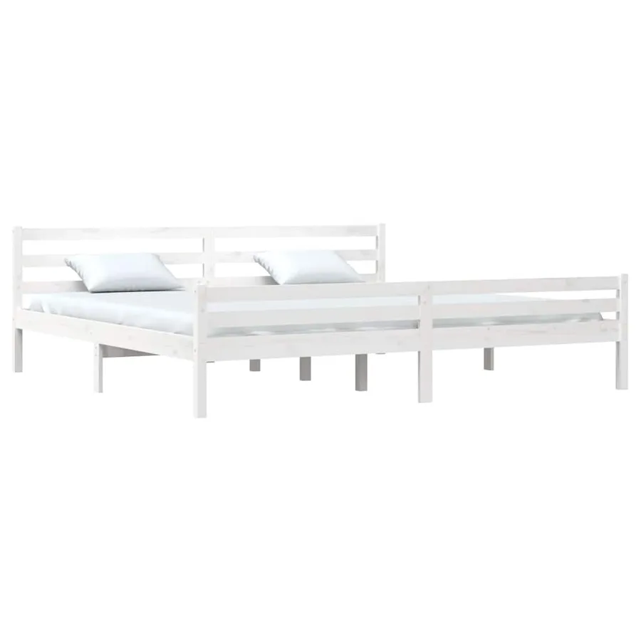 Cadre de lit sans matelas blanc bois massif 200x200 cm - 3