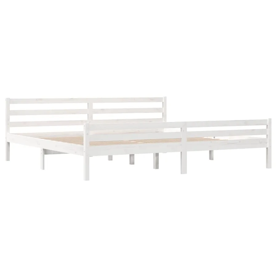 Cadre de lit sans matelas blanc bois massif 200x200 cm - 4