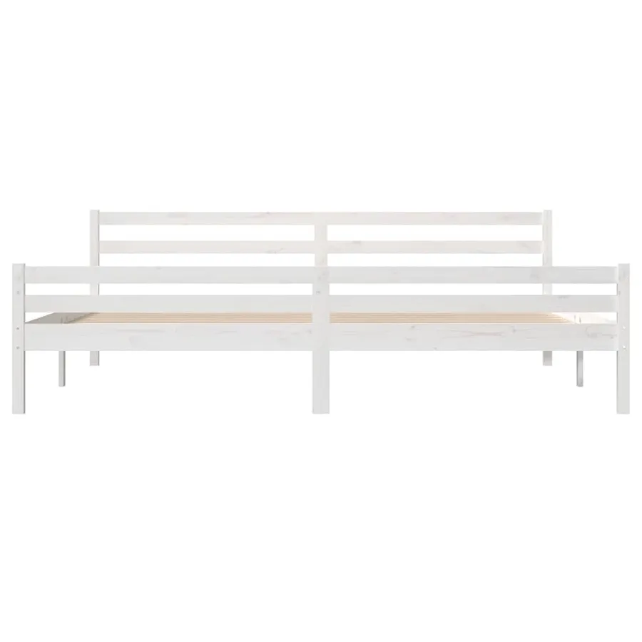 Cadre de lit sans matelas blanc bois massif 200x200 cm - 5