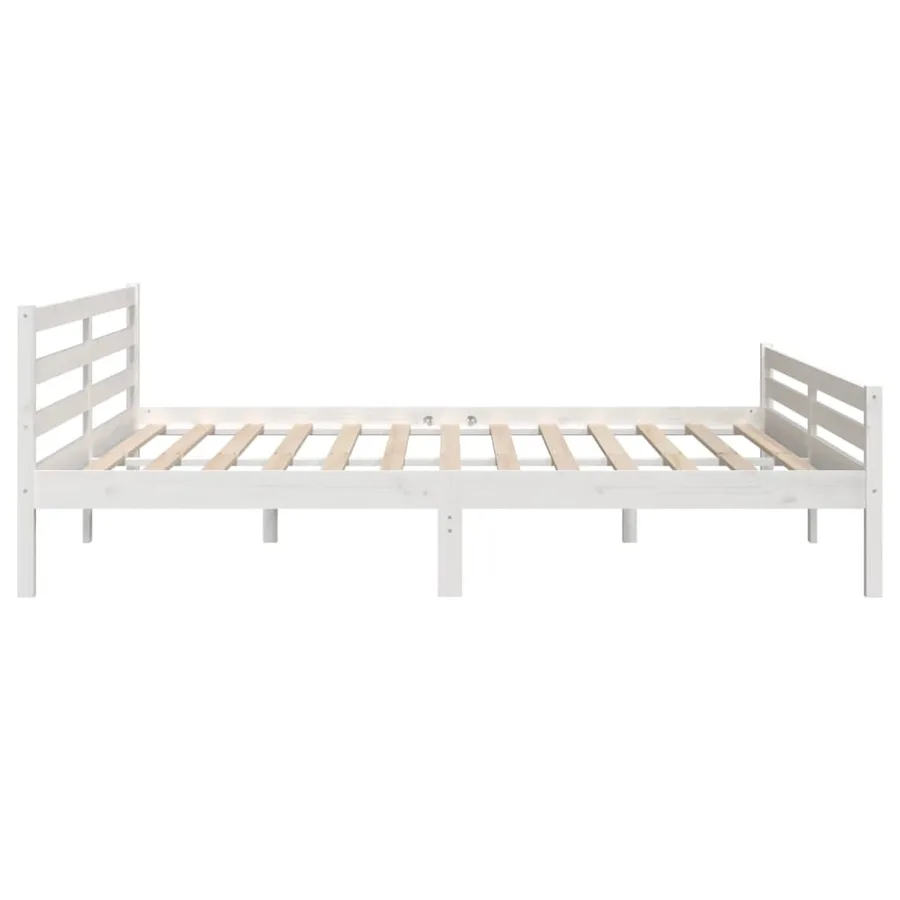 Cadre de lit sans matelas blanc bois massif 200x200 cm - 6