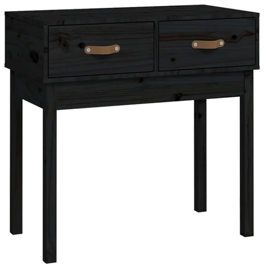 Table console Noir 76,5x40x75 cm Bois massif de pin - 2