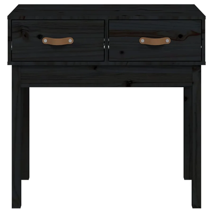 Table console Noir 76,5x40x75 cm Bois massif de pin - 3