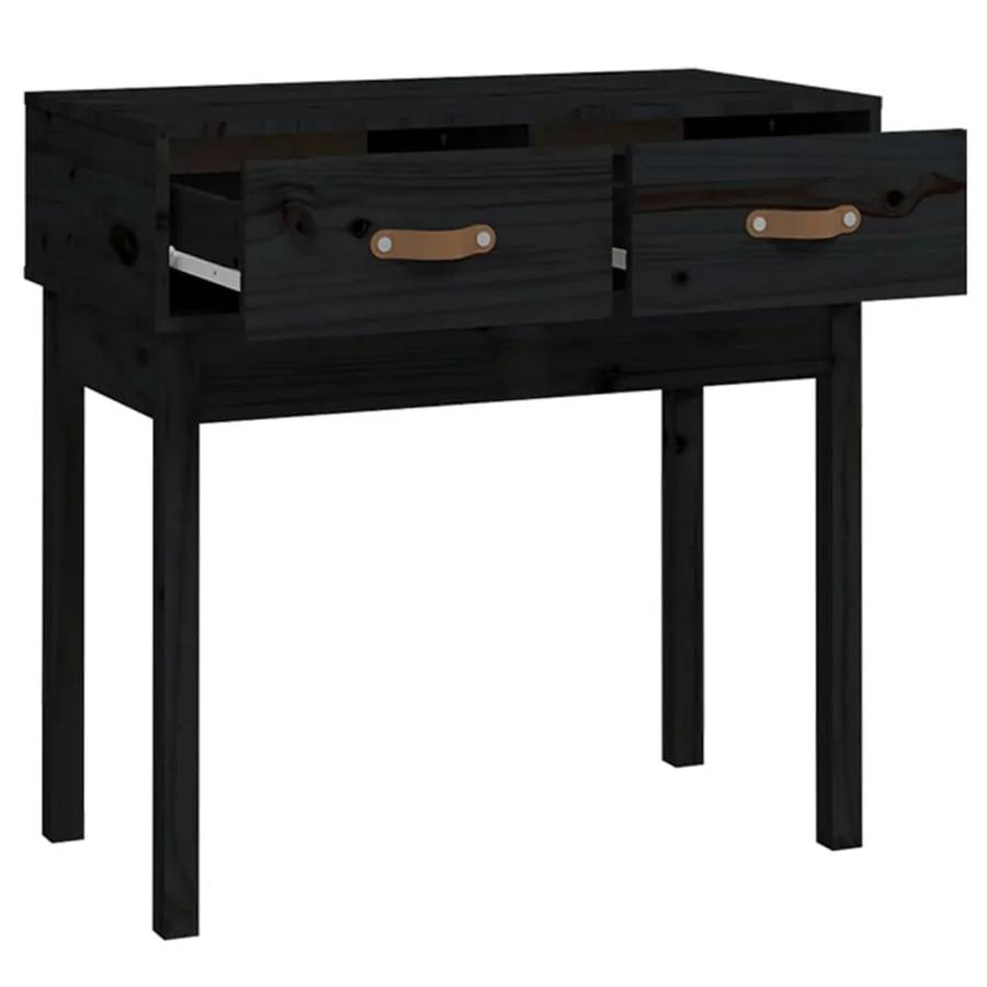 Table console Noir 76,5x40x75 cm Bois massif de pin - 4
