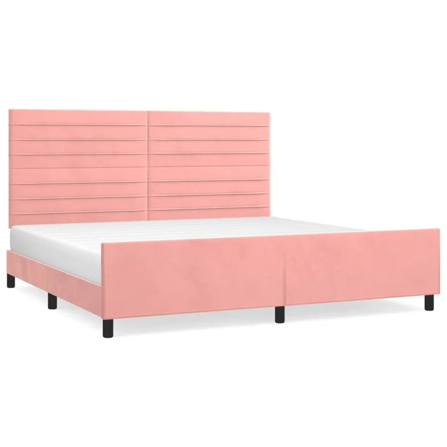 Cadre de lit sans matelas rose 200x200 cm velours - 2
