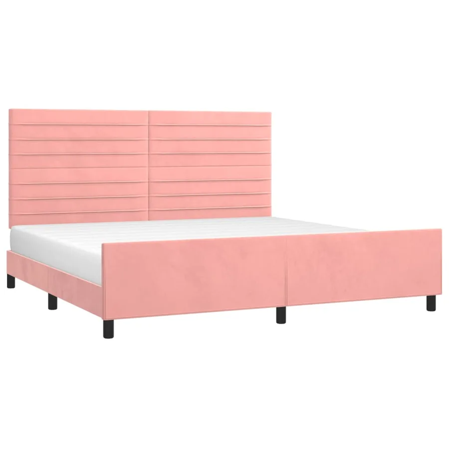 Cadre de lit sans matelas rose 200x200 cm velours - 3