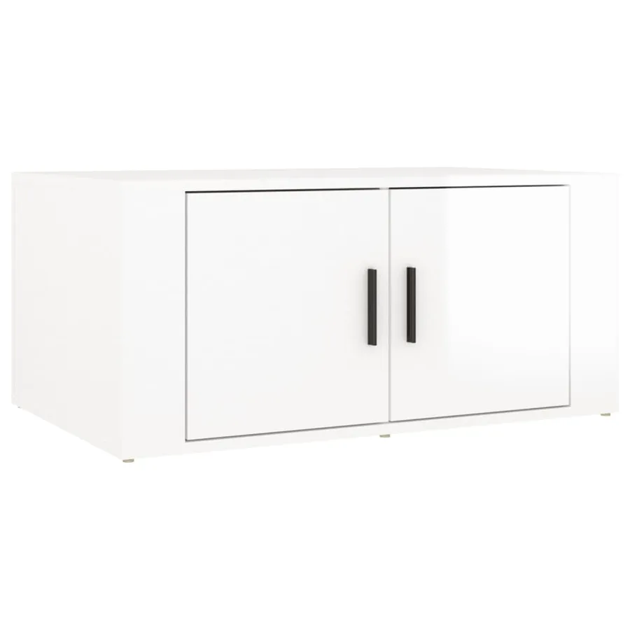 Table basse Blanc brillant 80x50x36 cm Bois d'ingénierie - 2