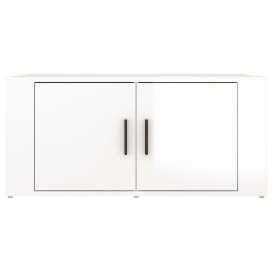 Table basse Blanc brillant 80x50x36 cm Bois d'ingénierie - 5