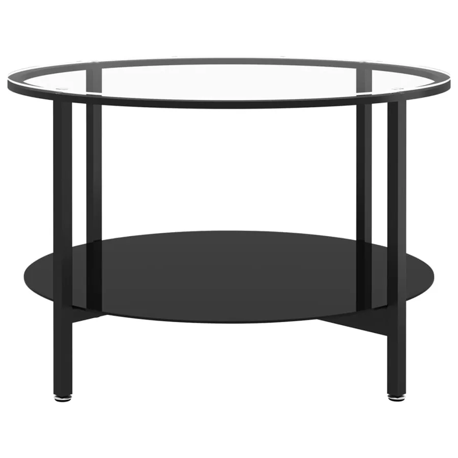 Table à thé Noir et transparent 70 cm Verre trempé - 3