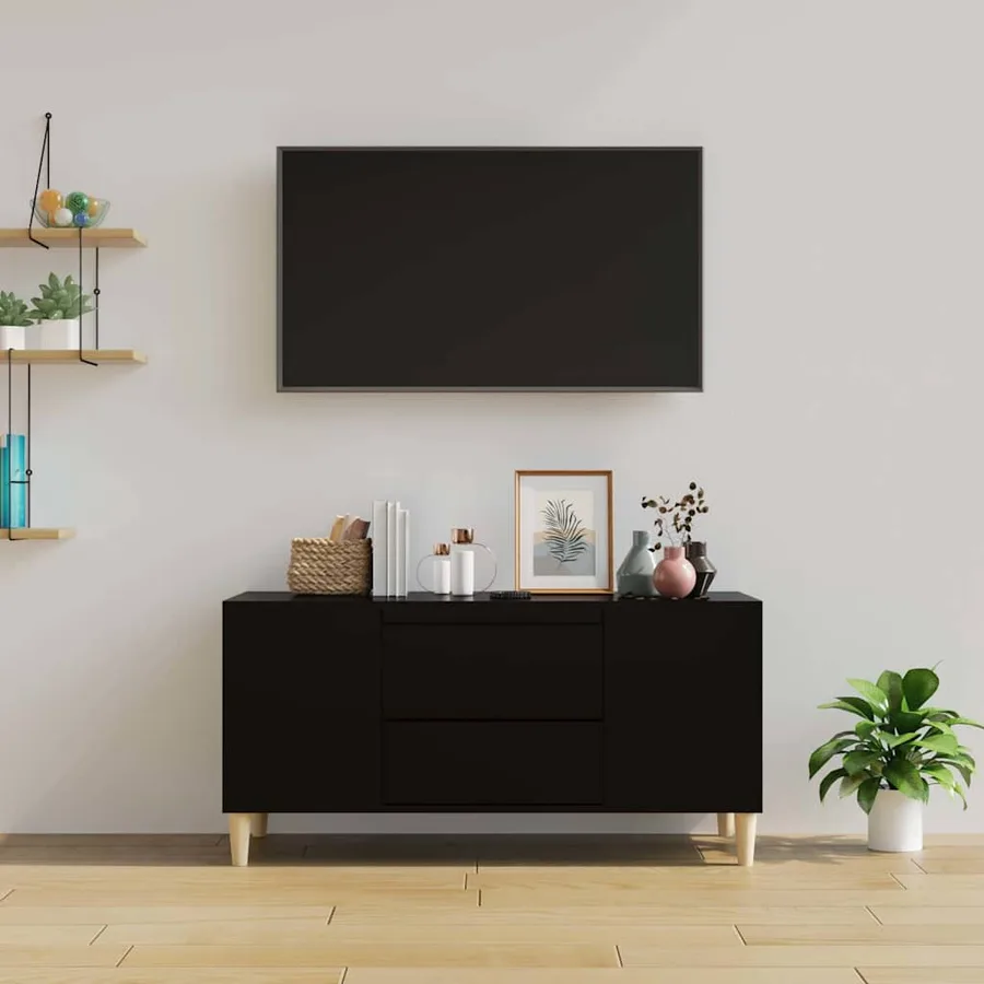 Meuble TV Noir 102x44,5x50 cm Bois d'ingénierie - 3