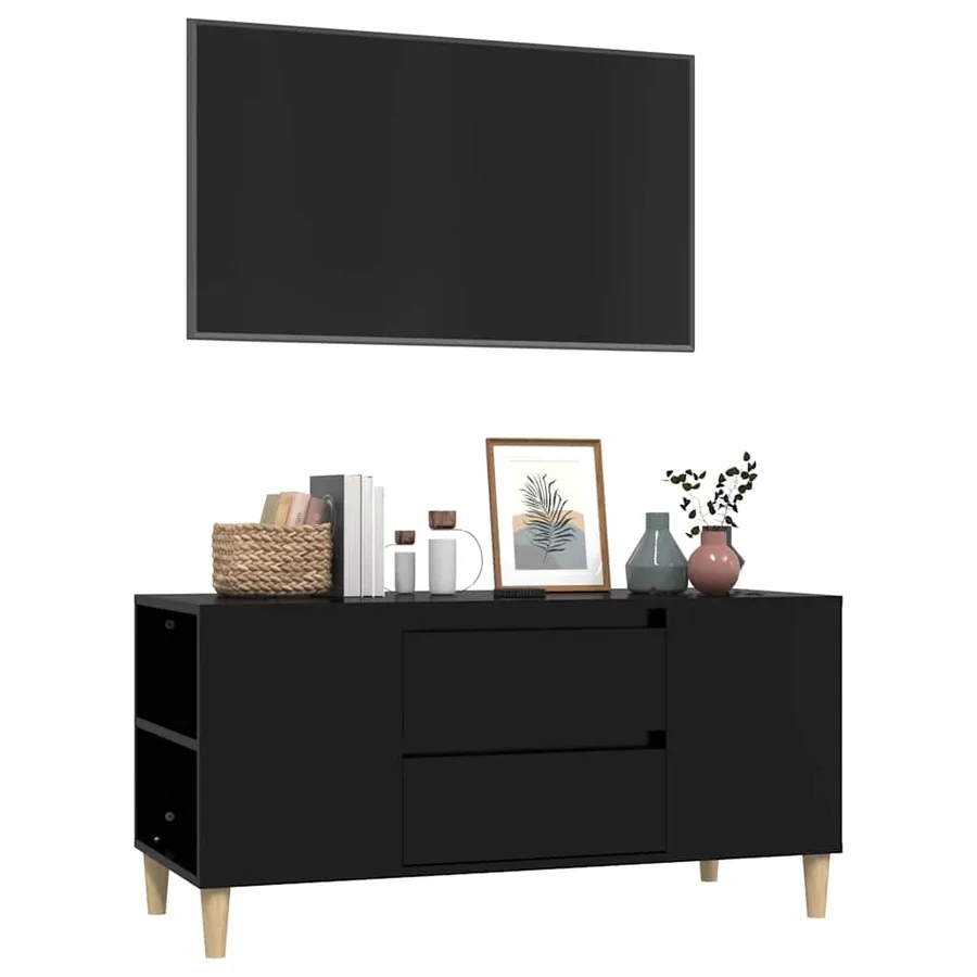 Meuble TV Noir 102x44,5x50 cm Bois d'ingénierie - 4