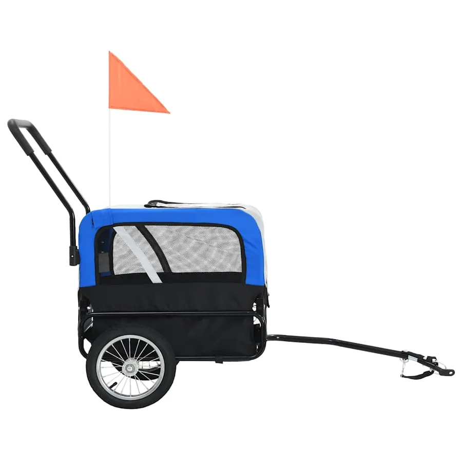 Remorque de vélo pour chiens et poussette 2-en-1 gris et bleu - 3