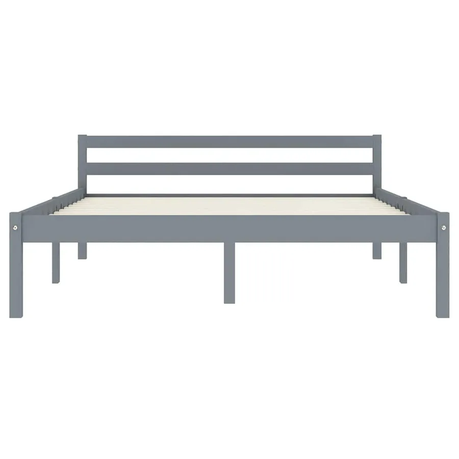 Cadre de lit sans matelas gris bois massif de pin 140x200 cm - 3