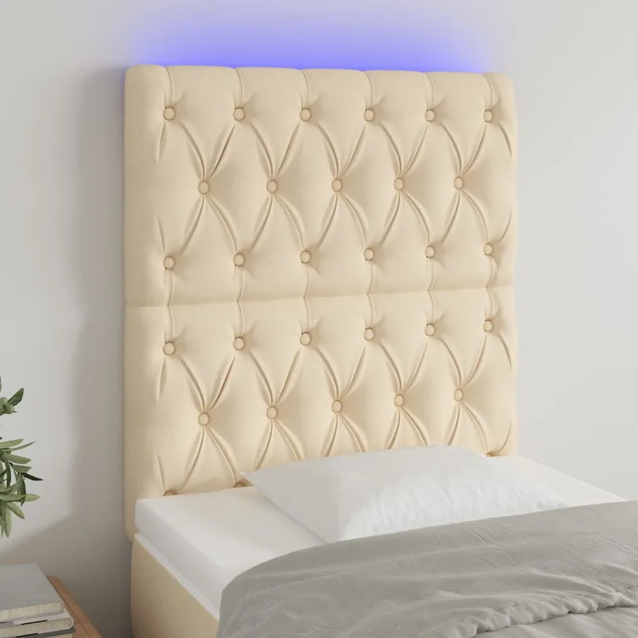 Tête de lit à LED Crème 80x7x118/128 cm Tissu