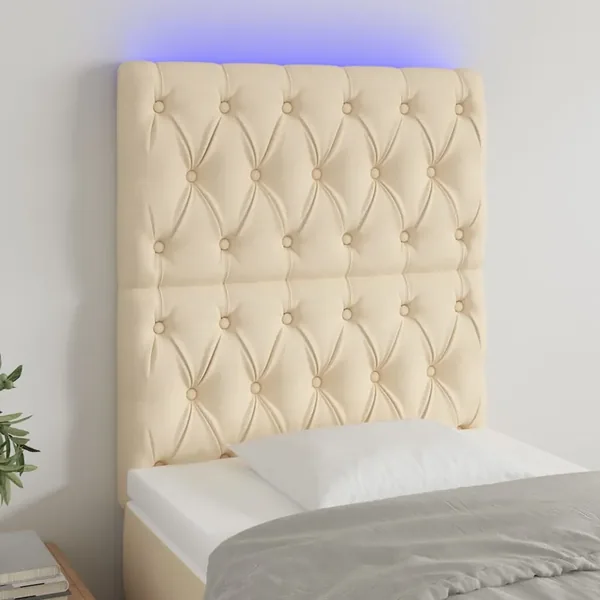 Tête de lit à LED Crème 80x7x118/128 cm Tissu