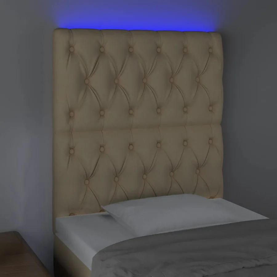 Tête de lit à LED Crème 80x7x118/128 cm Tissu - 3