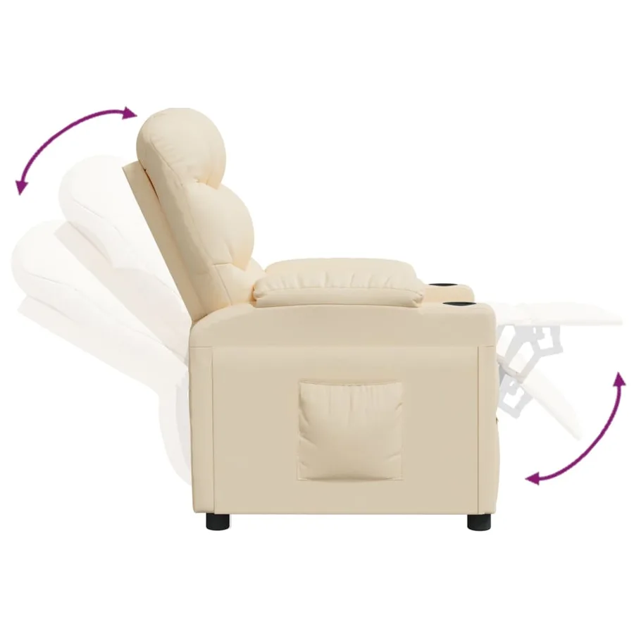Fauteuil inclinable Crème Tissu - 6