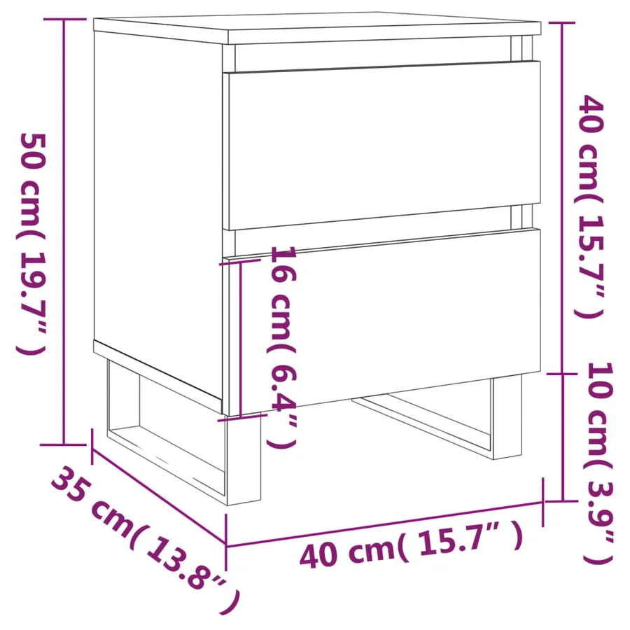 Tables de chevet 2 pcs blanc 40x35x50 cm bois d’ingénierie - 11