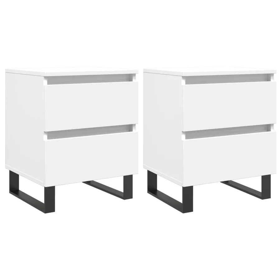 Tables de chevet 2 pcs blanc 40x35x50 cm bois d’ingénierie - 2
